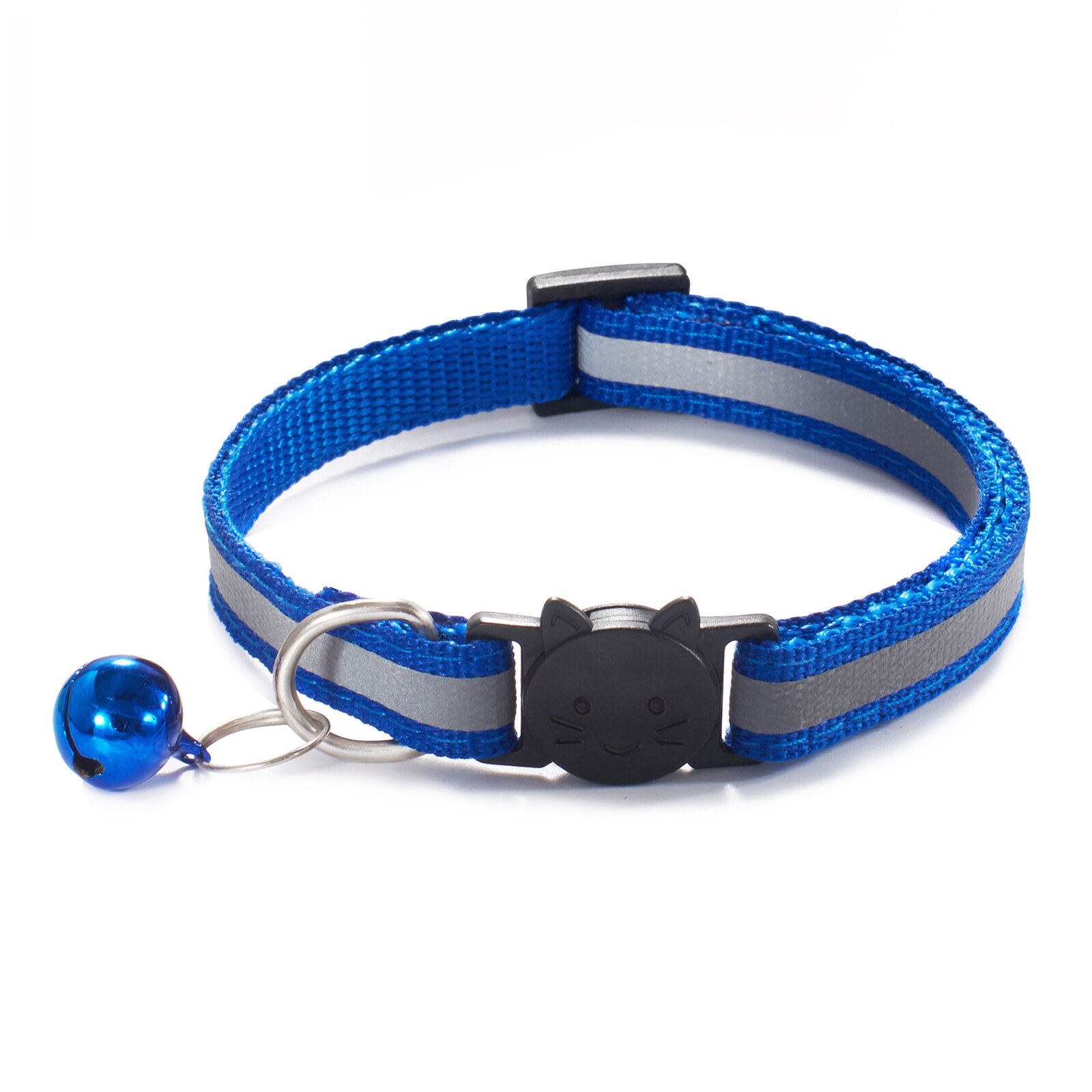 Collar de campana para gatos calientes, hebillas ajustables reflectantes de nailon, Collar para mascotas, seguro, botón para cabeza de gato, accesorios bonitos: 4