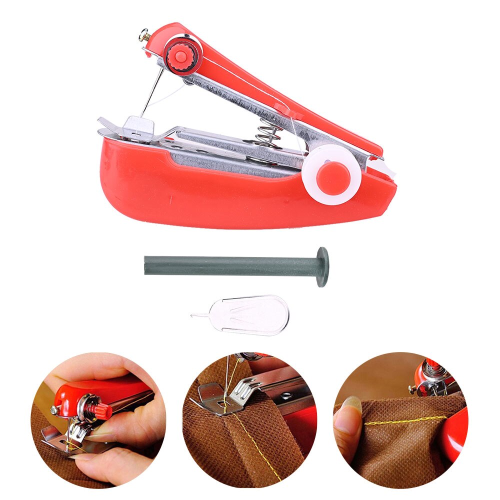 Mini Draagbare Handheld Naaimachine Huishoudelijke Naaien Handwerken Cordless Kleding Doek Stof Hand Handleiding Naaimachine