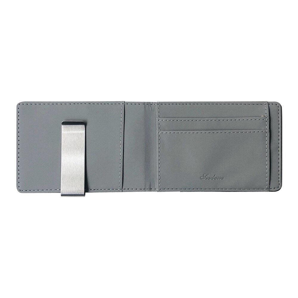 Portafoglio in pelle con fermasoldi Bifold sottile da uomo in vendita calda di moda con morsetto in metallo porta carte di credito per donna: Grigio