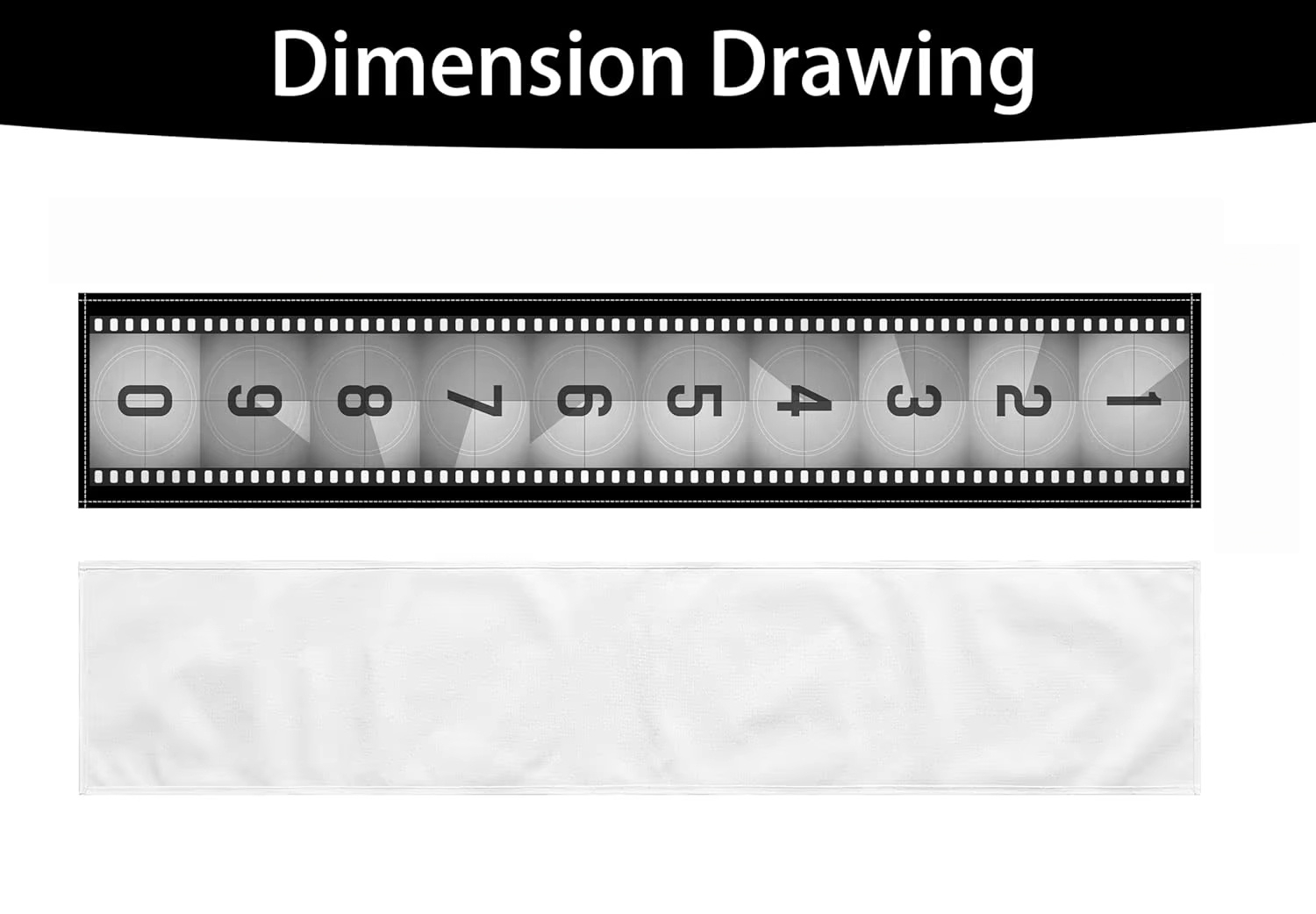 Filmthema tafelloper countdown, zwart wit linnen voor keukenfestival en feestsetting