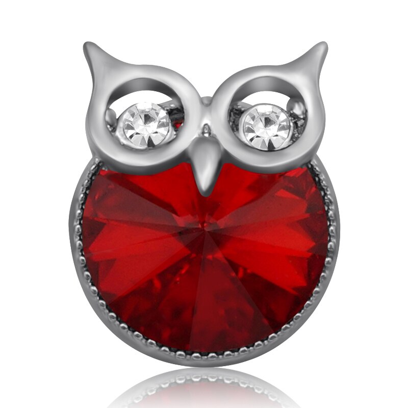 KZ3436 Beauty Rhinestone Leuke Uil 18Mm Snap Knoppen Fit 18Mm Snap Armband Snap Sieraden: red