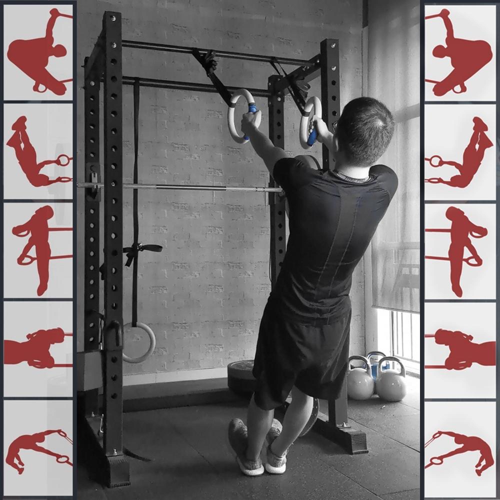 Anello per ginnastica in legno da 28/32mm con cinturini regolabili Crossfit casa palestra fitness tiro su attrezzatura per ginnastica per allenamento della forza