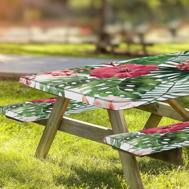 Picknicktafel en bankhoezen 3 stuks Stijlvolle picknicktafelkleden Picknickbankhoezen Mooie waterdichte elastische tafelkleden voor
