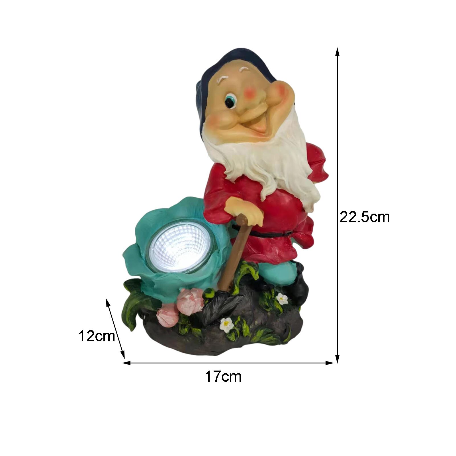 Fairy Garden Miniatures Gnome Dwarf With Solar LED Light Gnome Figurines Garden Gnomes Fairys Resin Dwarf For Garden Decor