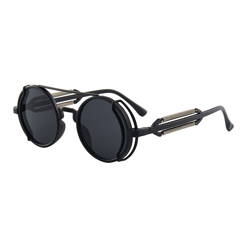 Mode Steampunk Stijl Zonnebril Retro Klassieke Ronde Frame Glazen Multi-color Lens Zon Brillen Gothic Punk Bril Unisex: A