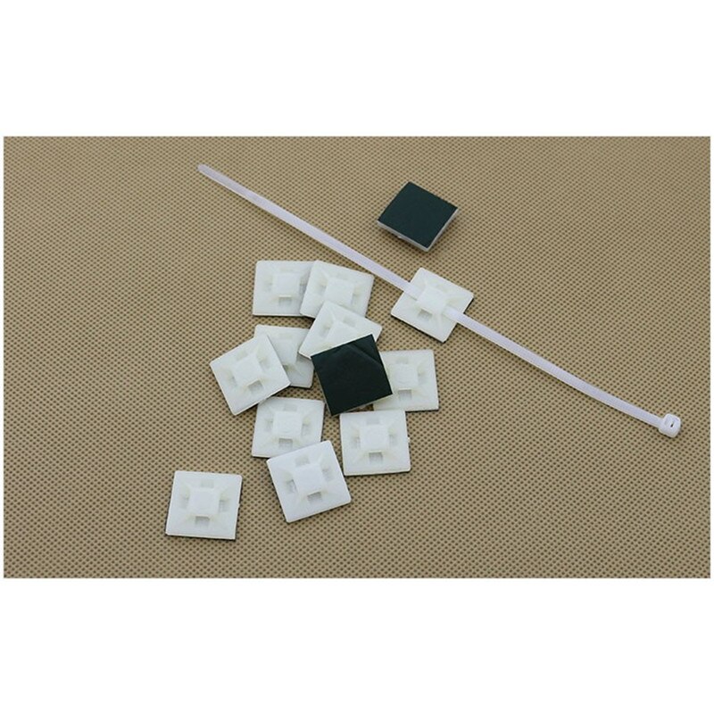 50PCS 25mm White Z25 x 25 mm Square Self-Adhesive Cable Tie Mount Base Cable tie holder