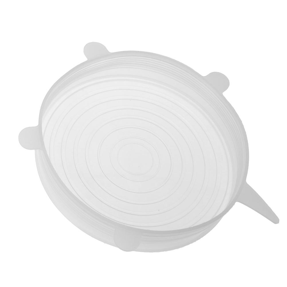1/6 stuks herbruikbare siliconen zuigdeksel-kom pan kookpot deksel-siliconen stretch deksels siliconen deksel pan morsdeksel stop deksel: 1pc witte 16cm