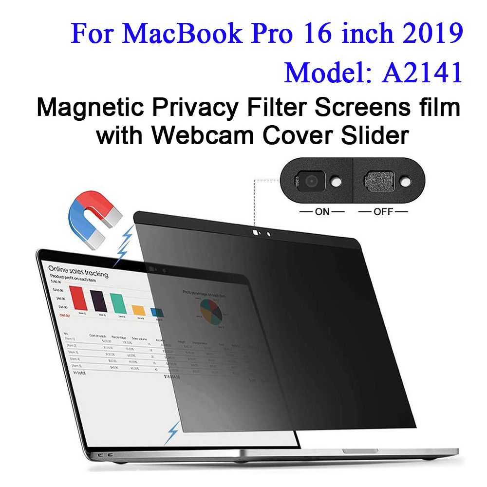 Filtro de privacidade magnética telas filme com webcam capa slider para 2016/2017/2018/2019 novo macbook pro 13, toque id ar 13 &quot;a1932