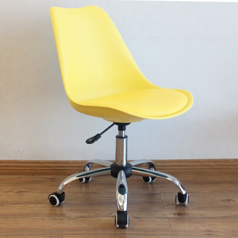 Computer Chair Home Modern Simple Lazy Desk Office Lifting Rotating Pulley Backrest Seat Student Small Chair: Yellow PP