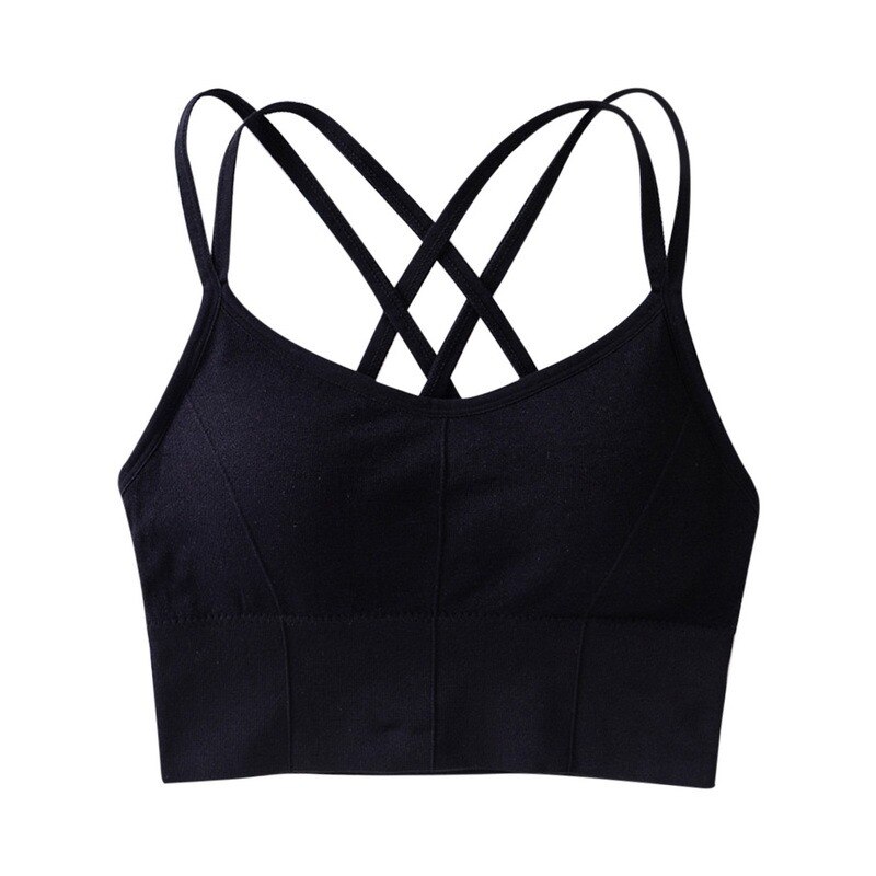 Sujetador deportivo de Yoga para mujer, chaleco acolchado para Fitness, correr, gimnasio, sin aros, transpirable, espalda de belleza,: Black