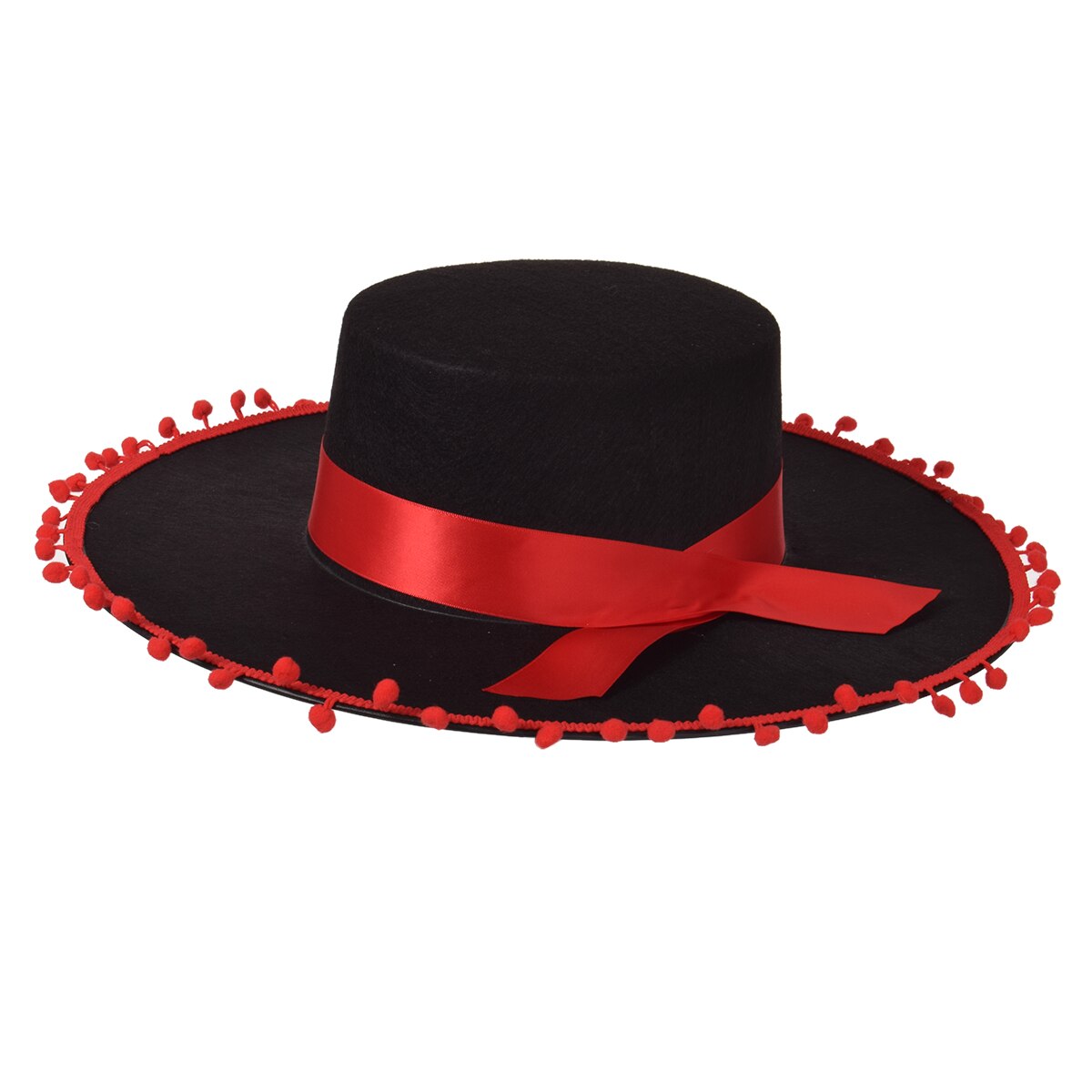 Spanish Hat Black and Red Matador Hat Spanish Bull Fight Hat Black Sombrero Hat: 1