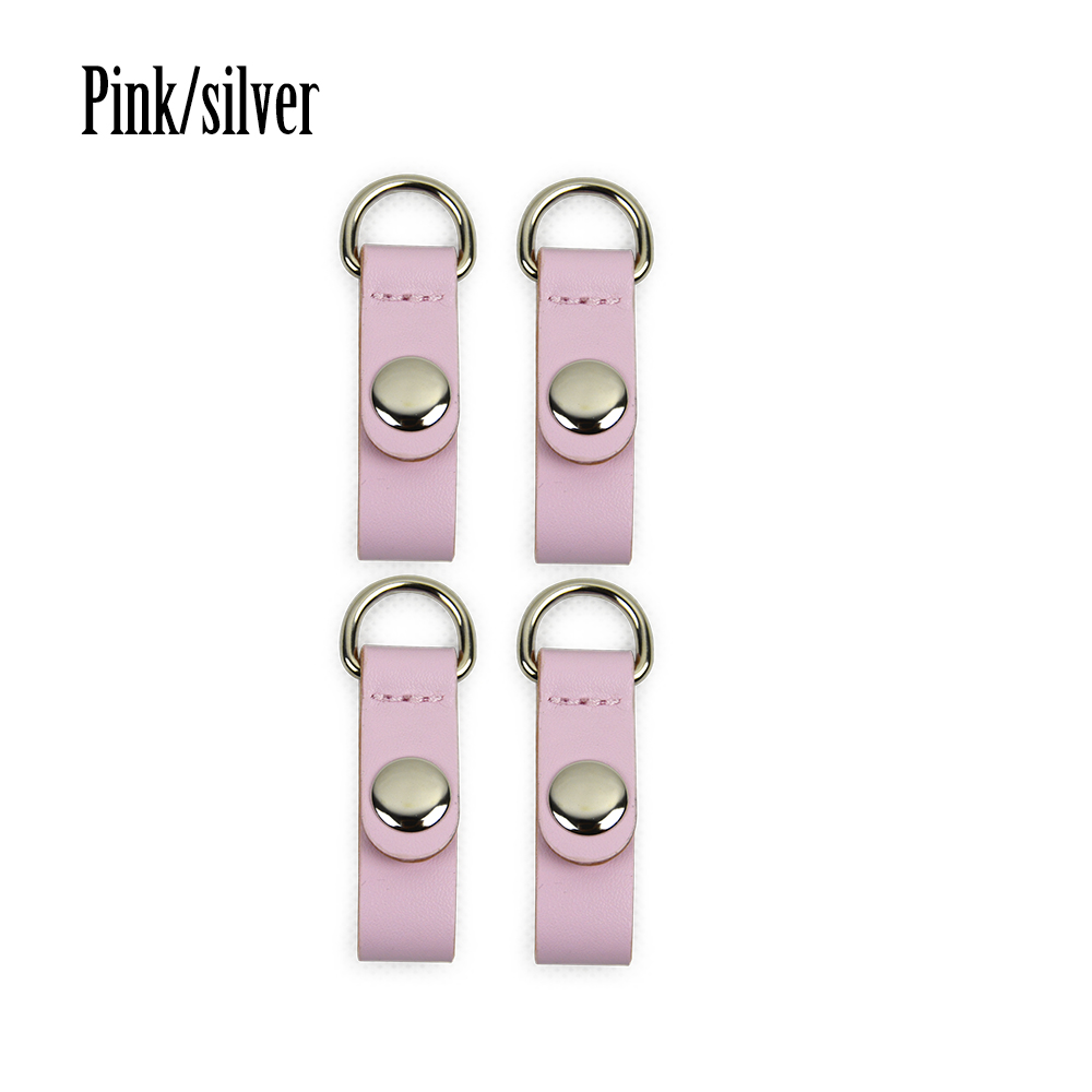 TANQU colorful 2 Pair 4 piece Clip Closure Attachment for Obag Faux Leather Strap Hook Clip for Opocket O bag: Pink silver