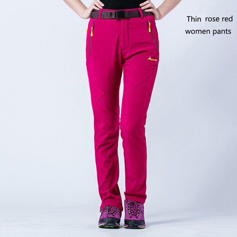 women thin hiking pants waterproof windproof trousers spring outdoor for Camping Ski Climbing Hiking Trousers fishing pants: Red / M
