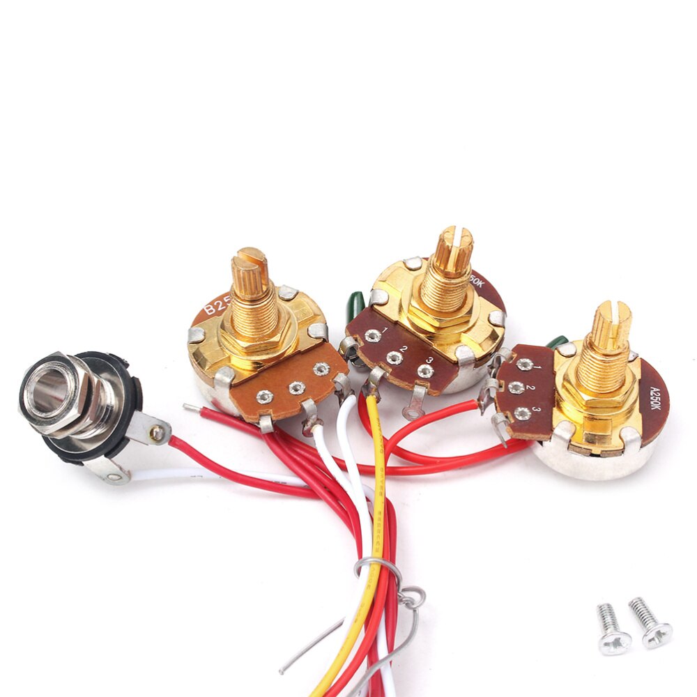 1 Set Electric Guitar Circuit Wiring Harness Prewired Kit 5 Way Toggle Switch 1 Volume 1 Tone Pot Jack 250K 1T1V GU104