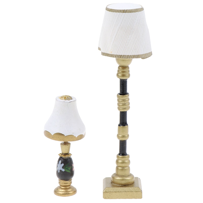 2 stijlen Modern Mini Floor Lamp Licht Model Met Wit Licht Cover Voor 1/12 Schaal Dollhouse Accessoire