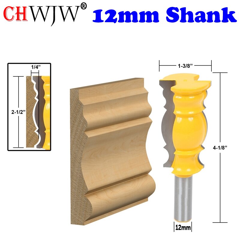 CHWJW 1PC 12mm Shank Reversible Crown Molding Router Bit Set Line knife Door knife Tenon Cutter for Woodworking Tools: 16147-12mmShank