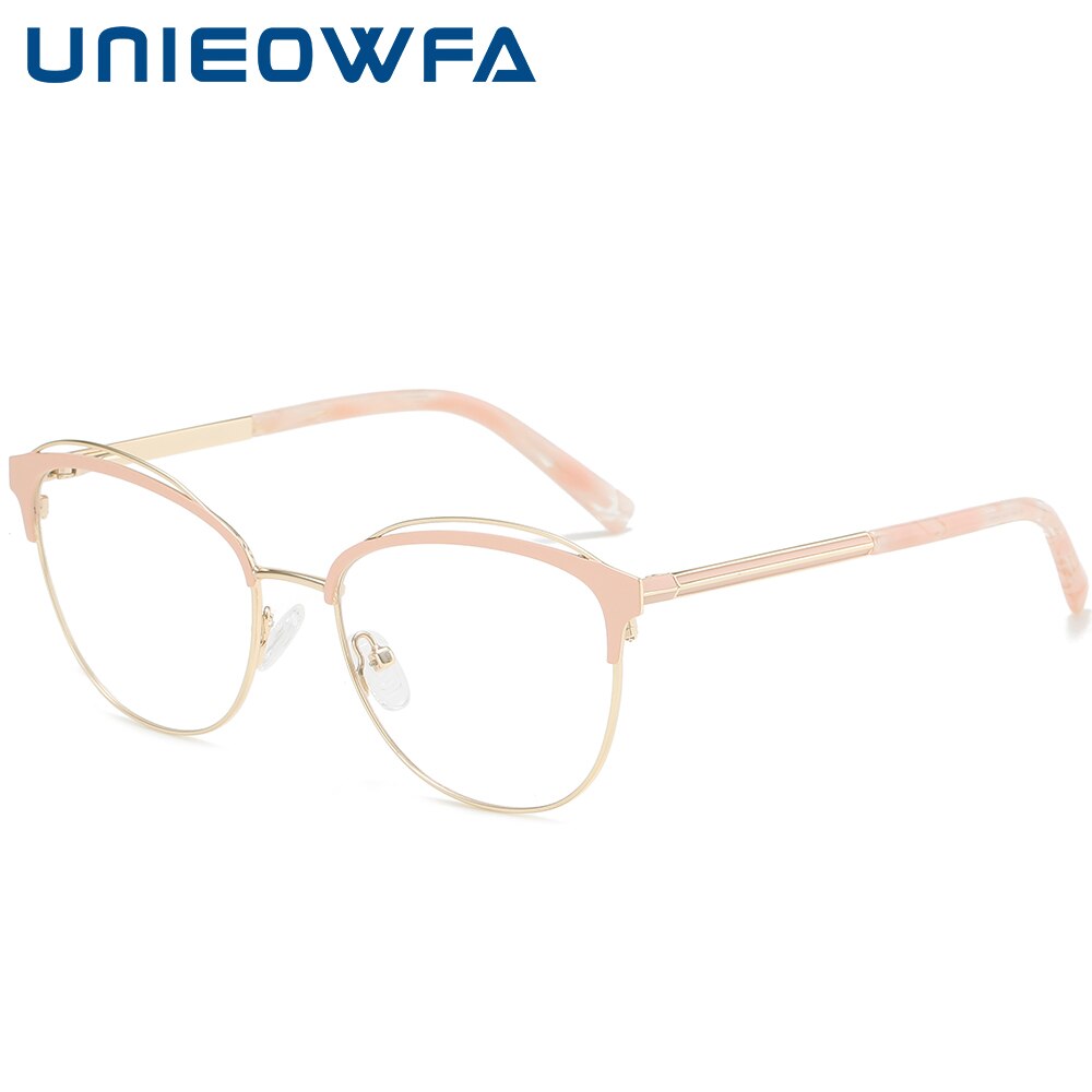 Stainless Steel Cat Eye Glasses Frame Women Optical Prescription Eyeglasses Frame Ladies Myopia Brand Spectacles Female