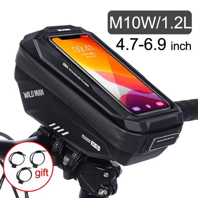 Funda impermeable para teléfono móvil, bolsa para manillar de bicicleta de montaña, accesorios para ciclismo, 6,9 pulgadas, novedad: XS1 White logo