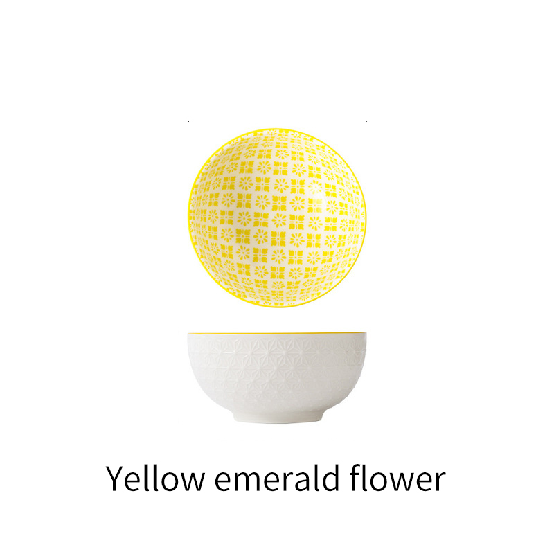 4.5 Inch Household Rice Bowl Ceramic Tableware Nordic Minimalist Style Underglaze Relief Kitchenware Porridge Bowl Small: P