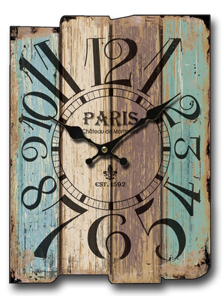 Reloj de pared cuadrado grande, de madera, Retro, , Vintage, decoración para el hogar, reloj de pared silencioso, Orologio Da Parete D079: A-96