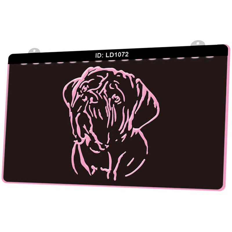 Ld1072 honden 3d graveerbare led-lichtborden meerdere kleuren gratis verkoop
