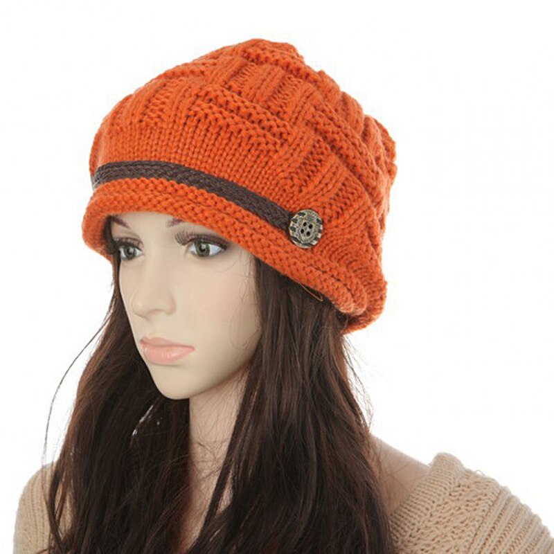 Newly Women Ladies Winter Warm Knitted Rageared Baggy Beanie Hat oversized Braided Cap FIF66: Orange