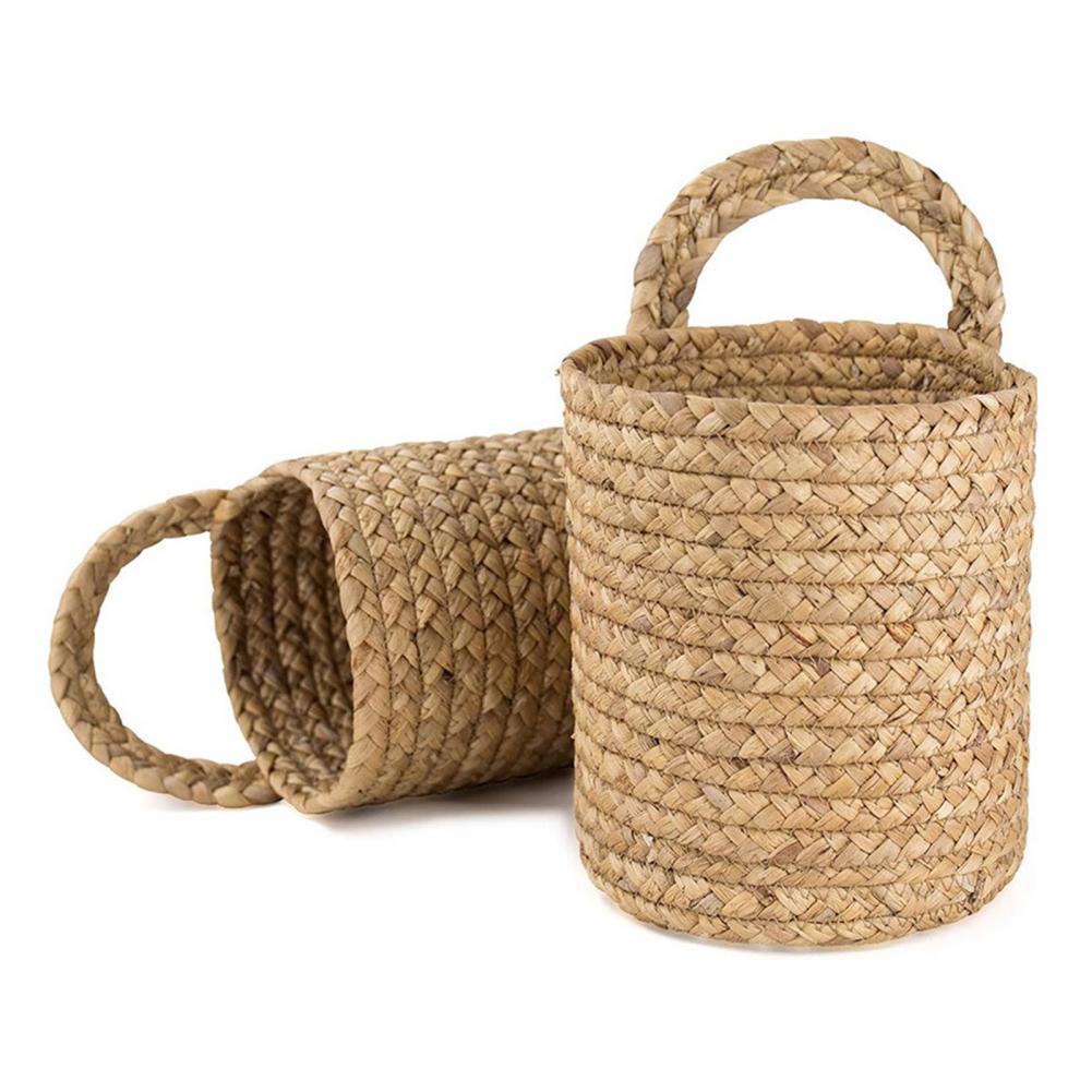 Household Foldable Woven Storage Basket Plant Wicker Hanging Baskets Garden Flower Vase Foldable Flower Pots Storage Basket