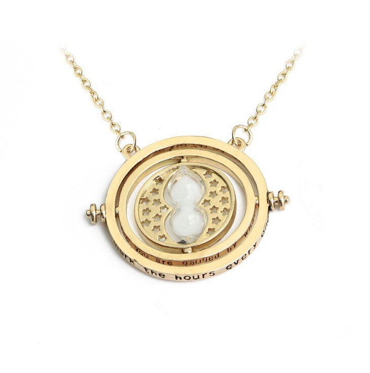 Collar de reloj de arena para mujer, colgante de cadena de oro retro, collares de
