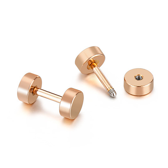 Pendientes con pasador de pastel redondo de doble cara para mujer/hombre, joyería para Piercing de cartílago de oreja de acero inoxidable, 2 uds.: Blanco / PLATEADO