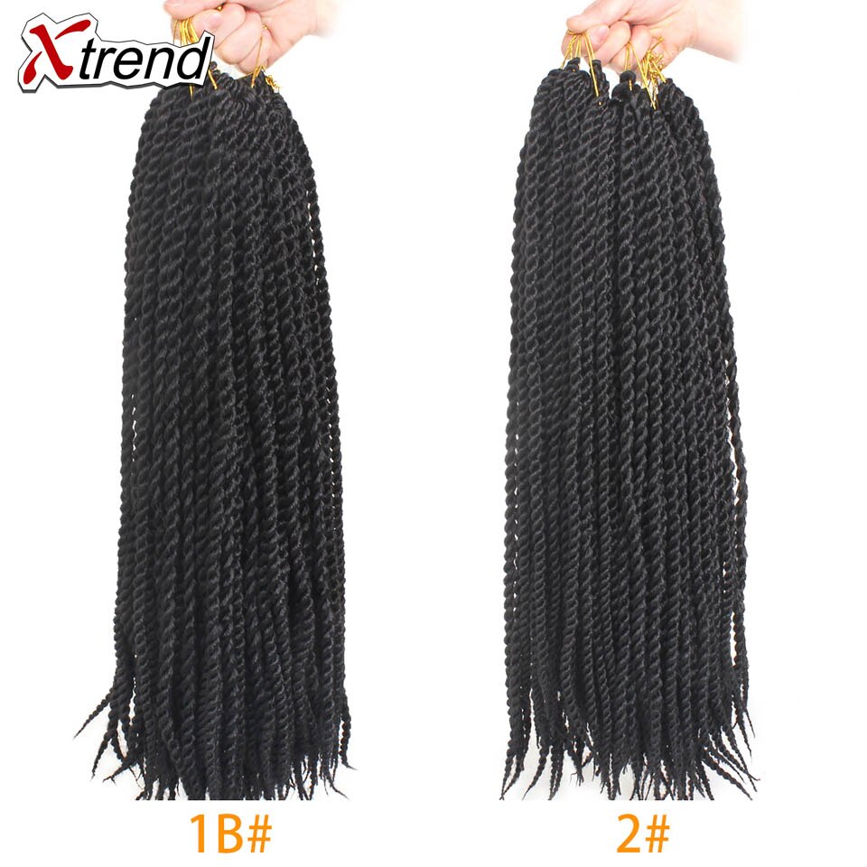Xtrend Crochet Hair Senegalese Twist Synthetic Crotchet Braid 22inch 12 Roots Braiding Extensions Twists Braids