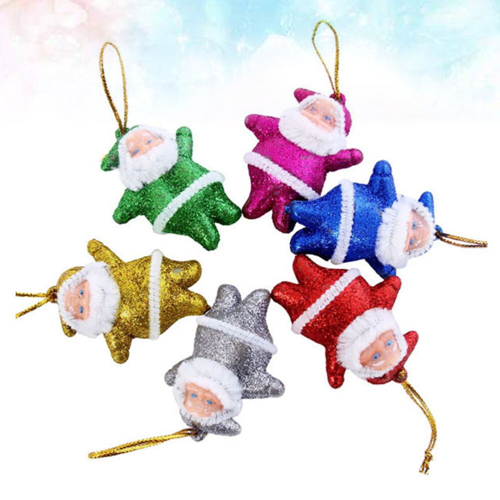 6 Stuks Kerst Opknoping Kerstman Decor Glitter Opknoping Hanger Kerst Feestartikelen Decoratieve Props