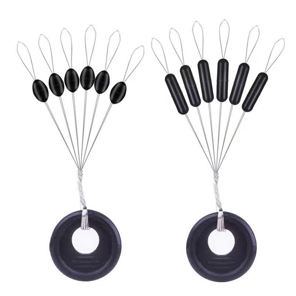 Tope de bolas espaciales de goma negra, ovalado/Cilindro adecuado para sedal de pesca, accesorios de aparejos de pesca de carpa, 60 piezas, 10 grupos