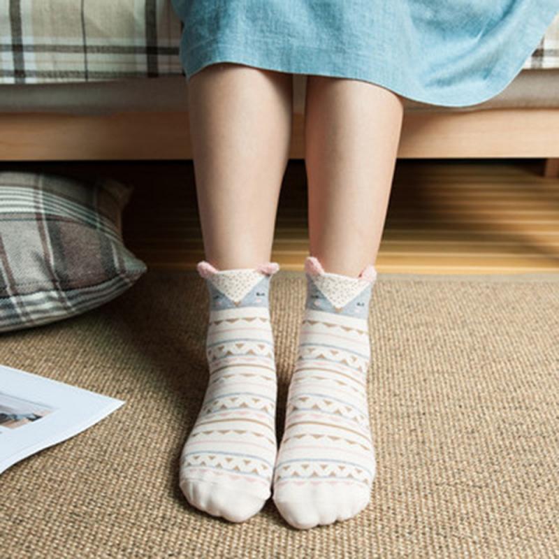 Cute Panda/Rabbit Stereo Ear Cartoon Cotton Socks Women Animals Cat Character Funny Kawaii Meias: 4