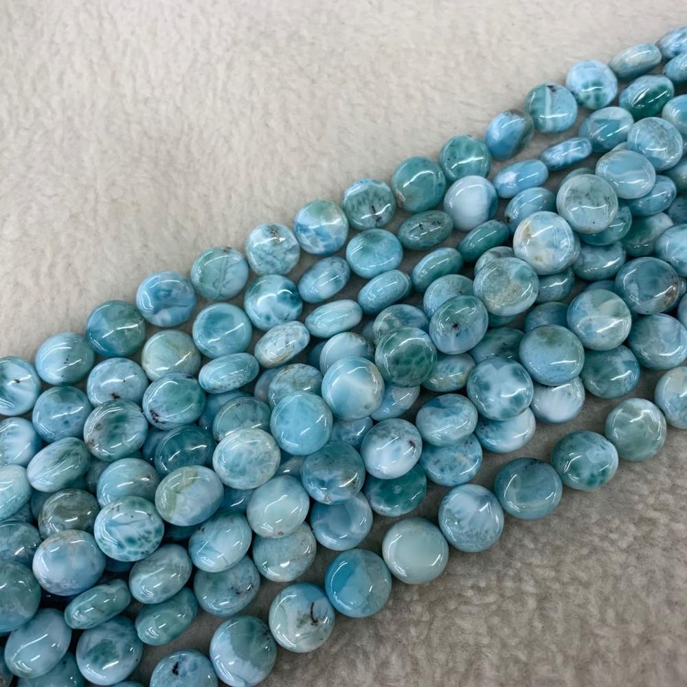 10mm coin larimar/Copper Pectolite stone beads natural stone beads DIY loose beads for jewelry making strand 15" !