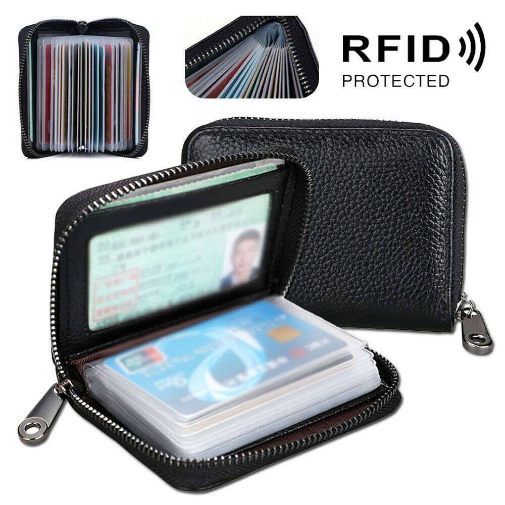 Mini skórzany portfel na 22 karty Etui biznesowe Torebka Etui na karty kredytowe Blokowanie RFID Torba na karty o dużej pojemności