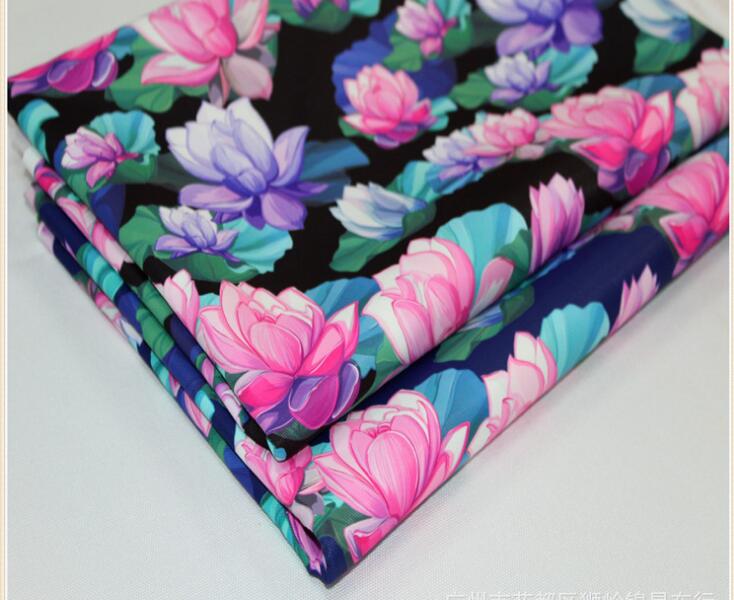 Composite fabric twill waterproof cloth ink lotus digital thermal transfer printing DIY material