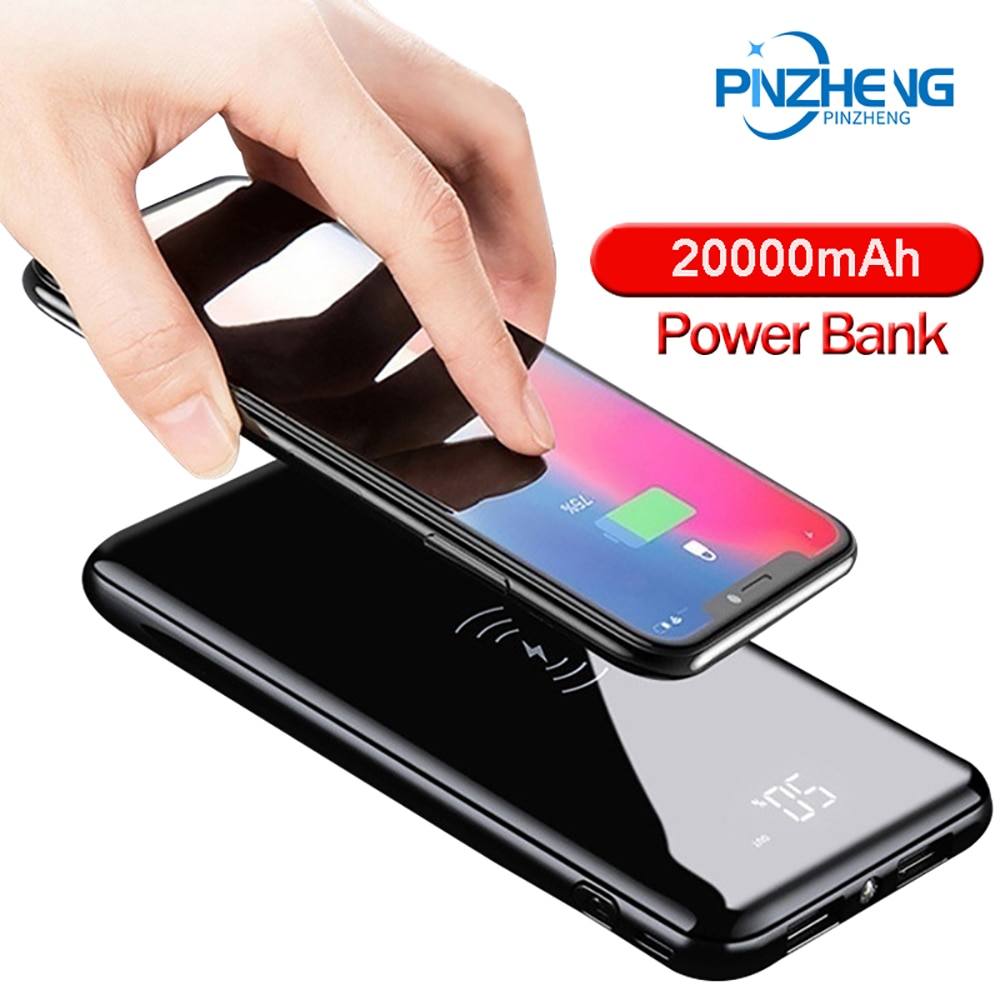 Pinzheng 20000Mah Draadloze Oplader Power Bank Usb Pd Snelle Opladen Powerbank Draagbare Externe Batterij Oplader Voor Iphone Xiaomi