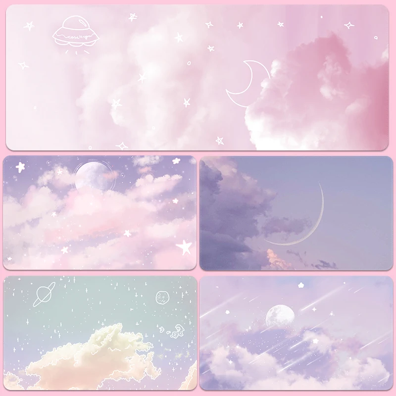 Pink Sky Cloth Mouse Pad Extra Large Cute Female Office Computer Deskmat Student Table Cushion Keyboard Rug Writing Desk Carpet