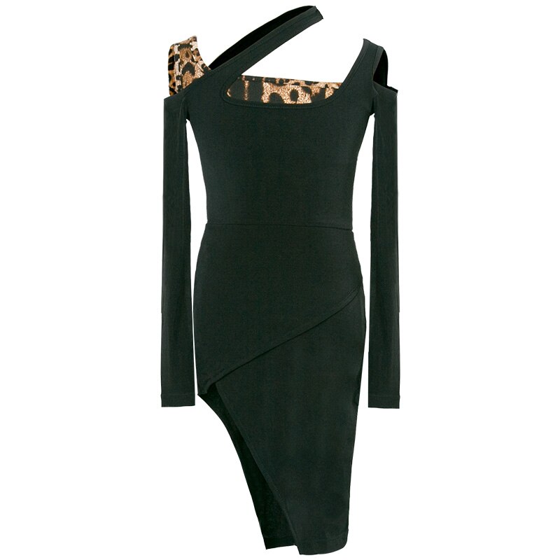 nouvelle danse latine robe noire filles Samba Performance danse tenue enfants Tango danse robe pratique vêtements jupe fendue: XS(140)