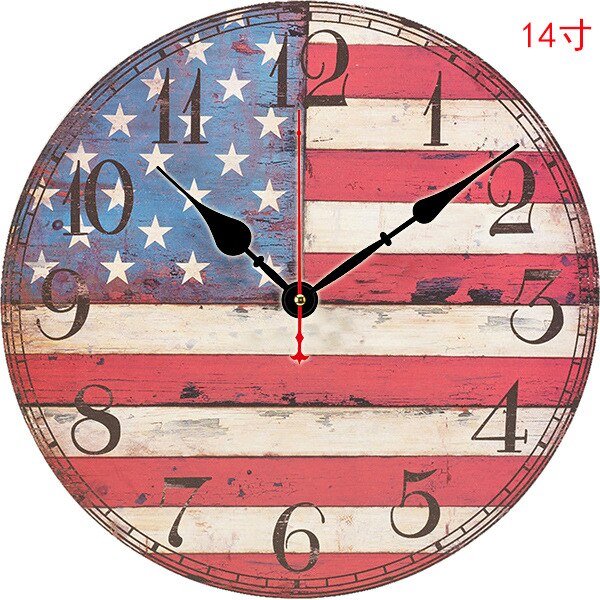 Kreative Amerikanischen retro Wanduhr Holz Stille Uhren Zauberstab Wohnkultur Jahrgang Zauberstab Uhr Küche Uhr Horloge Murale D72: C