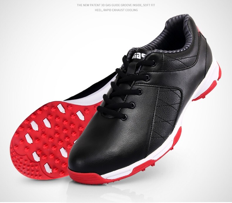Neue Wasserdichte Golf Schuhe Männer Atmungsaktive draussen Sport Schuhe Anti-Schleudern Licht Gute Griff Komfortable Leder Golf Schuhe Plus größe: Schwarz / 6,5