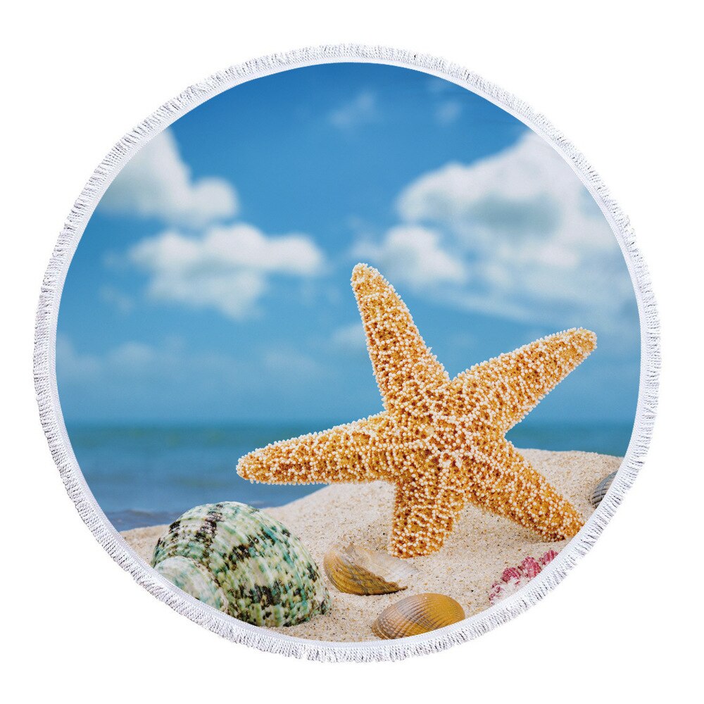 Strandpatroon zomer grote microvezel bedrukte ronde strandlakens met kwastjes kunnen worden gebruikt als badhanddoeken en omslagdoeken: 9