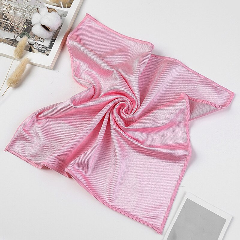 Glass Cleaning Cloth Dishcloth Lint Free For Windows Cars Kitchen Mirrors Traceless Reusable Fish Scale Rag Polishing Microfiber: Pink / 40x40cm