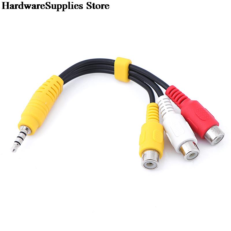 3.5mm Aux Male Stereo to 3 RCA Female Audio Video AV Adapter Cable for High-Performance Video And Audio Playback