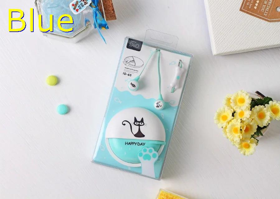 Leuke Kat Bedrade Oortelefoon Gril Kinderen 3.5Mm Oordopjes Muziek Headset In Ear Casque Voor Iphone 6 Samsung Xiaomi MP3/4: blue