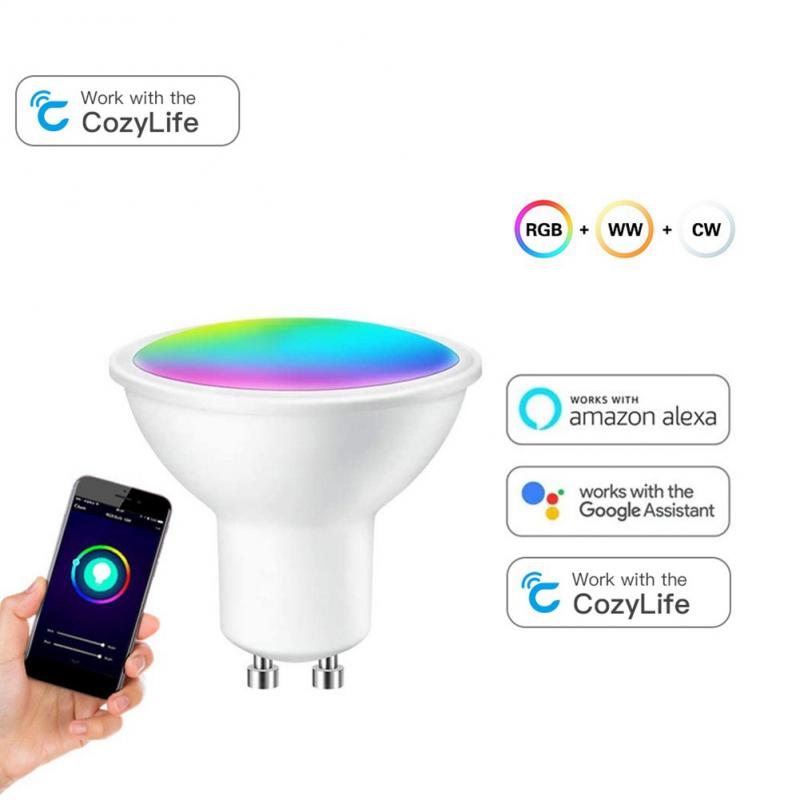 Cozylife – projecteur intelligent WIFI GU10 RGBCW, avec application Mobile, gradation et correspondance des couleurs, compatible avec Alexa, contrôle de haut-parleur, Homekit: 2PCS Without Homekit