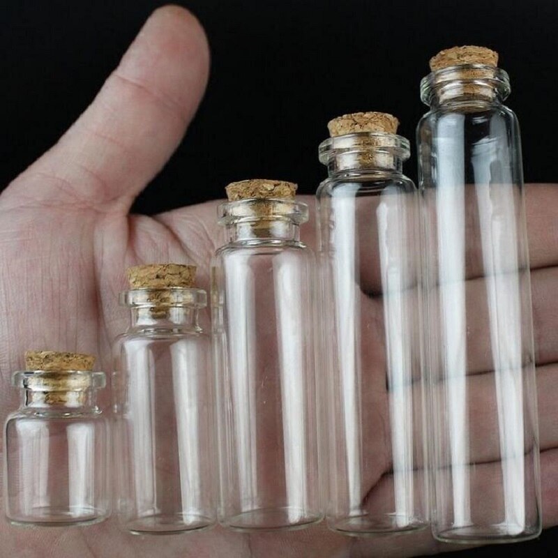 5 piezas 5ml 10ml 15ml 20ml frascos de vidrio tapón de corcho adornos contenedor Mini deseo botellas vacaciones boda hogar Decoración tarros