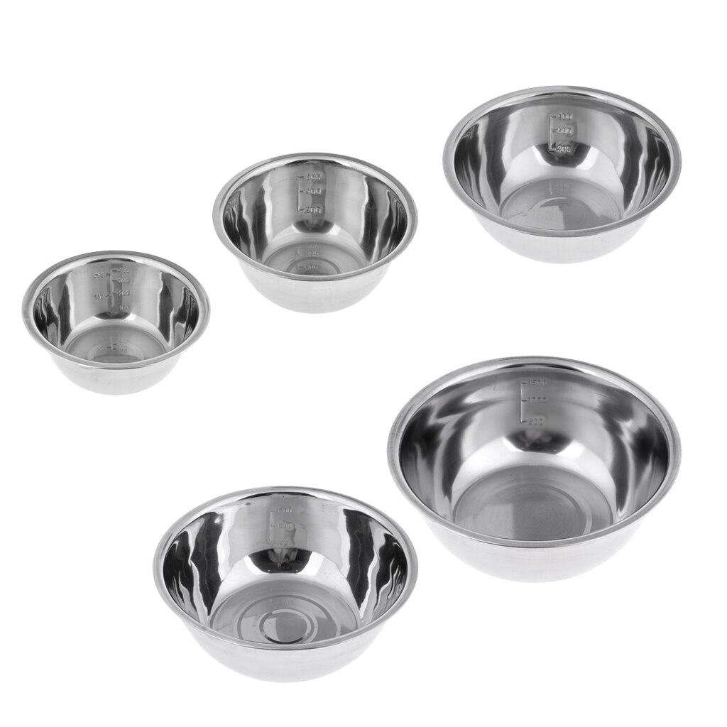 5 PCS Stackable Stainless Steel Bowl Set Camping BBQ Fishing