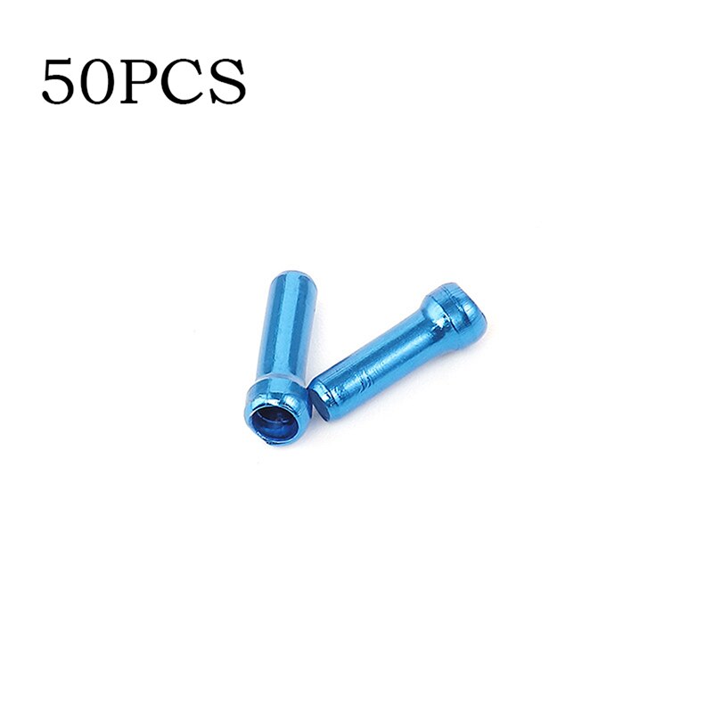 Palanca de cambios de freno para bicicleta de montaña, Cable interno consejos engarzados de aluminio, pieza de ciclismo deportivo, casquillos finales, accesorios para bicicleta, 50 Uds.: blue  50pcs