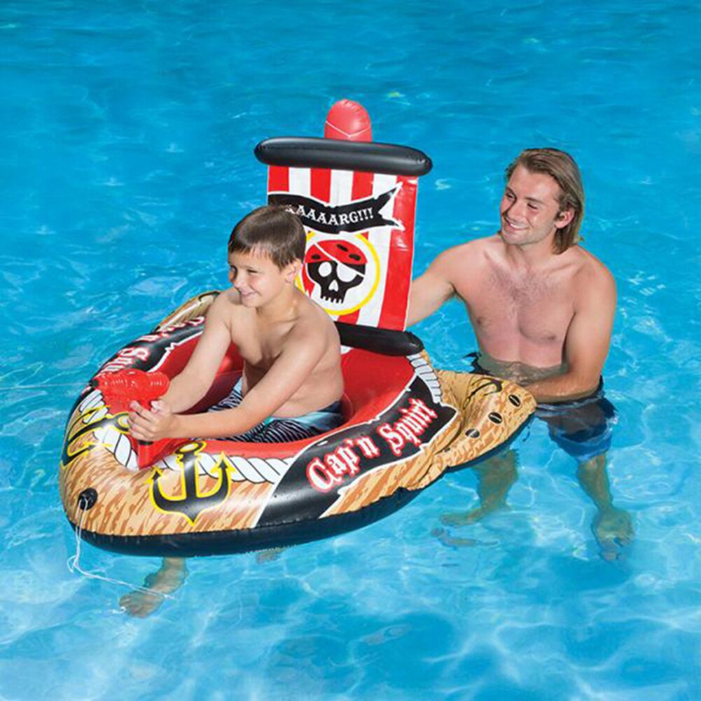 Opblaasbare Piraat Boot Duurzaam Koeling Zwembad Float Sprinking Speelgoed Voor Kinderen Zwemmen Ring Water Drijvende Rij Speelgoed
